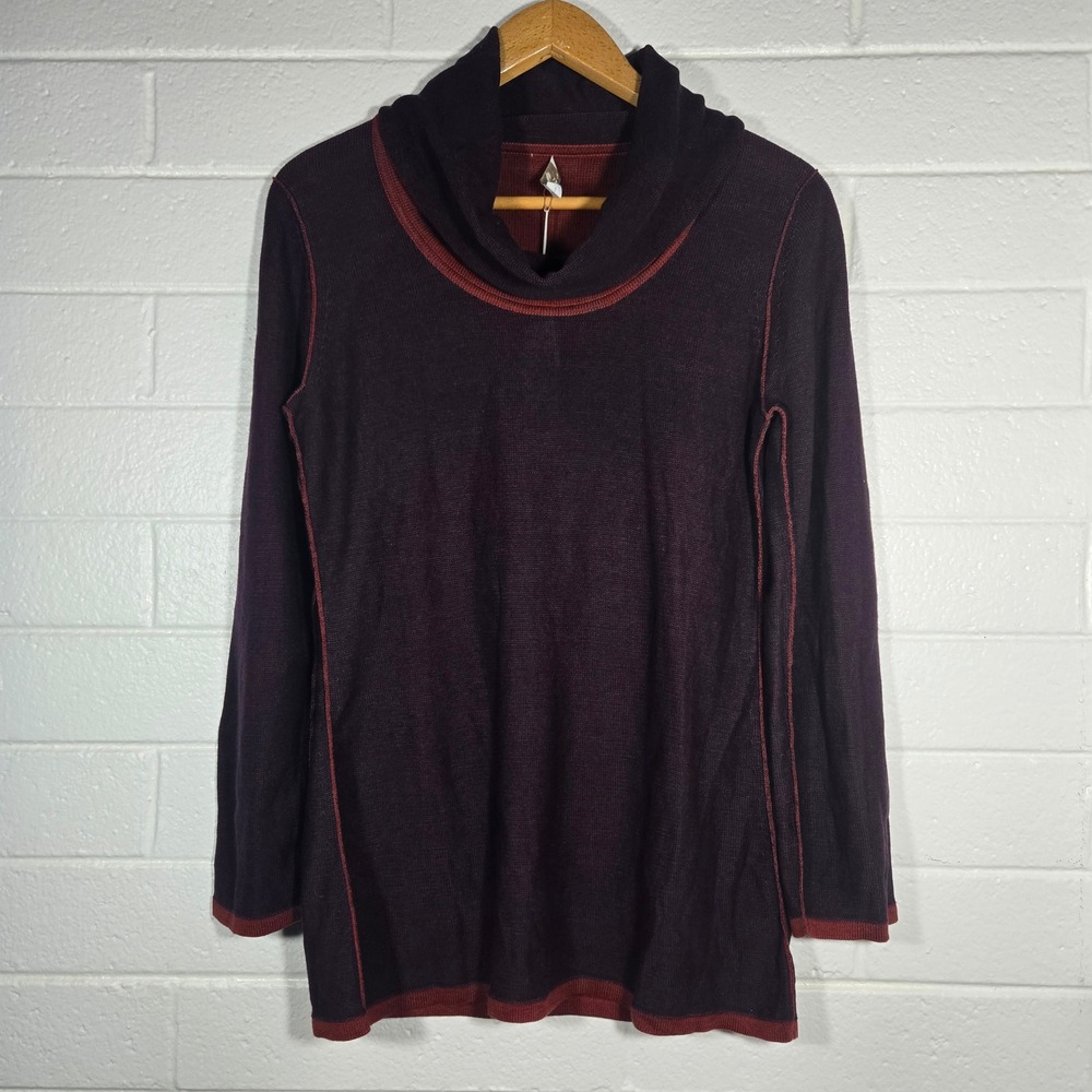 NWT Indigenous Organic‎ Cotton Reversible Cowl Neck Tunic Sweater Large Peru